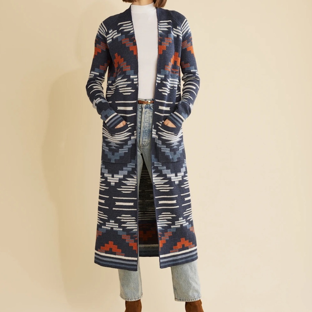 Pendleton Blue and Orange Patterned Cardigan